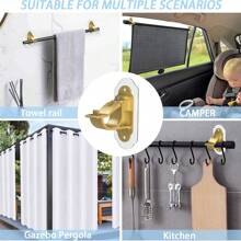No Drill Needed Curtain Rod Holders, Self Adhesive Rod Brackets, Multipurpose Stick On Curtain Rod Holder,Curtain Rod Hooks,Nailless Curtain Rod Holders,For Bathroom Motor Home Kitchen ETS(4pcs Gold) - 金色 - 查看 5