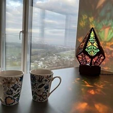 1 pieza Lámpara de proyección de techo bohemia, luz decorativa artística, lámpara de ambiente de luz nocturna para sala de estar, dormitorio, lámpara nocturna LED de estilo retro romántico, alimentada por USB - luz policromática - Ver 5