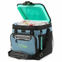 Titan 24 Can Zipperless Soft Sided Cooler, Green Titan By Artic Zone Zipperless Cooler Made Of 200x300D Polyester Ripstop With Clear Matte TPE Coating Features A Flip-Open Lid And Triple Layer ColdBlock Base To Shield Against Mud, Sand, Snow, - 24 - View 5