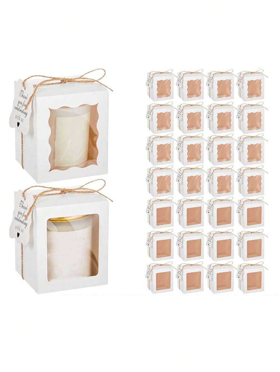 20pcs/Pack Party/Gift Paper Box With Window, Creative Gift Box