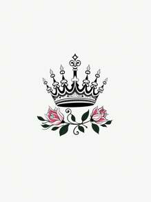1pc Multi-Color Crown & Rose Temporary Tattoo Sticker, Waterproof Arm Band Tattoo Decal Sticker, Suitable For Fashion Followers, Style - Multicolor - View 2