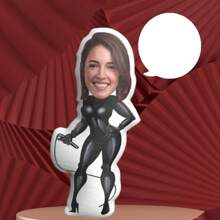 Oreillers personnalisables et amusants pour femmes, design facial et corporel personnalisé, double face, fermeture éclair cachée, coussin multifonctionnel pour toutes les saisons, choix idéal pour la Saint-Valentin, Halloween, Noël, Thanksgiving, le poisson d'avril et les décorations de fête, parfait pour les petites amies, la famille, les amis - Matériau en fibre de polyester tissé, lavable en machine, impression numérique - Téléchargez des photos pour personnaliser les oreillers - Voir 5