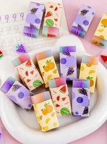 3 件随机恐龙和水果设计软橡胶橡皮擦，适用于学生、学习用品、礼物，可爱又干净 - 彩色 - 查看 10