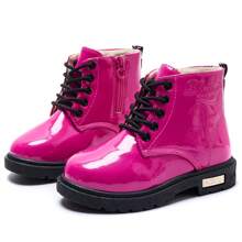 Girls' & Boys' Outdoor Casual Leather Boots, Girls Short Plush Lined Boot