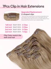 Clip In Hair Extensions Remy Human Hair For Women Silky Straight Clip In Extensions 12# Soft Brown Brunette Color Human Hair Extension 7pcs/Set 14"-22" - S12 - View 3