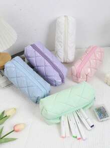 1 pièce Sac cosmétique de campus pour jeunes, organisateur de pinceaux de maquillage et de crayon à sourcils étanche - Multicolore - Voir 1