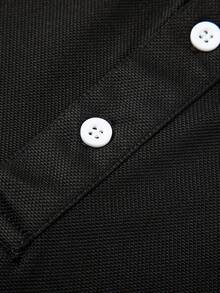 男士夏季 Polo 衫，休闲透气翻领短袖轻薄商务休闲上衣 - 黑色 - 查看 4