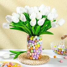6 Pcs Artificial Tulips And 50 Fillable Foam Easter Egg Silk Faux Flowers Faux Tulips Floral Flowers Bouquet For Easter Spring Mother's Day Wedding Table Decoration