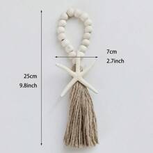 手工制作的波西米亚风格木珠流苏吊坠配海星装饰 - 白色和天蓝色珠子 - 门把手装饰 - 家居装饰 - 汽车内饰挂饰 - 包袋配饰 - 节日庆典装饰 - 独特的礼物 - 彩色 - 查看 15