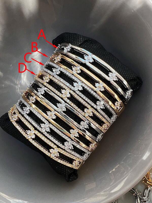 1 pezzo Braccialetto elegante con fiore cubico traforato, accessorio di gioielleria alla moda per donne e ragazze, adatto per uso quotidiano e per feste, un regalo perfetto