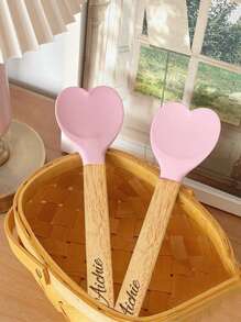 1pc Customizable Baking Tool Set - Cream Spatula, Heart-Shaped Jam Scraper, Gift For Mom - Multicolor - View 4
