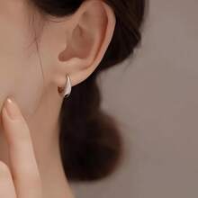 1 Pair Minimalist Smooth Water Drop Design Silver Color Hook Earrings, Fashionable Ear Studs Earring, Perfect Gift For Valentine's Day, New Year,Mom,Mother,Mother's Day,Gift - Water Drop Earrings [upgraded Version] - View 2