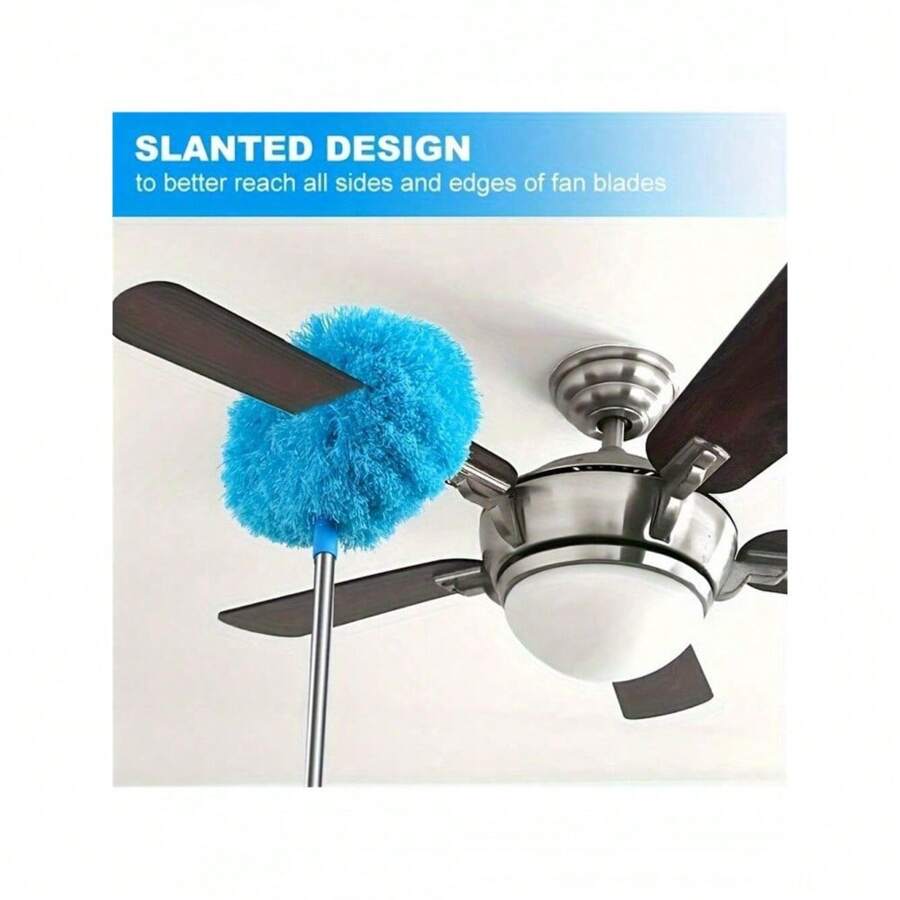 Ultra-Fine Fiber Duster - Extendable Up To 12 Ft, Blue, Long Handle, Dust-Proof, Reusable And Machine Washable Cleaning Brush For Easy Dusting