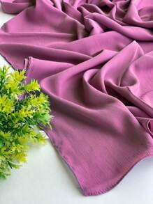 1pc Plain Pleated Chiffon Scarf, Women's Daily Headscarf, Women's Dress Accessory - Solid Color - View 13