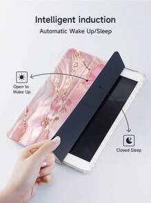 Ayotu 粉色蝴蝶结大理石保护壳兼容 iPad 10.2 英寸 2021/2020 iPad 第 9/8 代,兼容三星 Galaxy Tab A8 10.5 英寸 2022、Matepad 10.4、平板电脑,带笔架,支持自动睡眠/唤醒保护套 - 彩色 - 查看 4