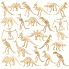 6/12pcs Assorted Dinosaur Fossil Skeleton Toys - Plastic Dino Figures In Cream, Archaeological Excavation Dinosaur Skeleton, Simulation Educational Toy, Ideal For Party Favors, Birthday Decor & Educational Digging Activities, Dinosaur Toys, Thanksgiving/Halloween/Birthday/New Year Gifts,Dinosaur,Dinosaur Toys,Dinosaur Toy,Bug Terrarium,Life Cycle,Kids Party Decor