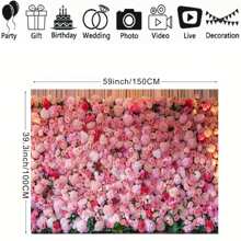 Pink Rose Wall Design Backdrop Wedding Venue Decoration Banner Wedding Portrait Photo Booth Decoration Props Vinyl