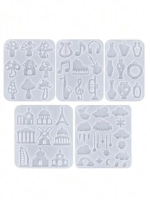 1pc Music Transient Epoxy Resin Casting Mold Guitar Note Piano Horn Earring Pendant Resin Silicone Mold, Castle Cloud Mushroom Vase Keychain Mold, Suitable For DIY Craft Jewelry