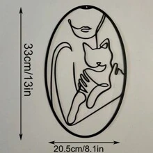 1pc Running Deer Women Holding Cats Metal Wall Art Decor Waterproof And Rust-Proof Metal Wall Decoration For Home Living Room Bedroom Restaurant Father's Day Mother's Day Valentine's Day Christmas Wedding Anniversary Graduation Season Housewarming Gift