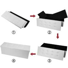 Faux Leather Folding Storage Ottoman Bench 43 Inch - White - 1 - View 10