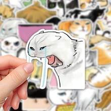 60 Stück lustige Katzen Aufkleber: Dumme Katzengesicht Memes, wasserfeste Graffiti Aufkleber, geeignet für Scrapbooking DIY Dekorationen, Handy- & Computerdekor, tolle Lernmaterialien & Geschenke für Jungen und Mädchen