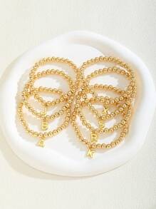 1pc Cute Fashionable Bubble Letter Charm Beaded Bracelet For Kids Girls Family Friends Street Party Public Place Holiday Travel Accessory Gift For Daily Versatile Jewelry - Yellow Gold - View 3