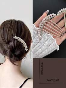 1/2pcs Elegant Chinese Style Faux Pearl 4-Prong Bun Maker Hair Stick Comb Accessory, Hair Accessories For Women, Hair Tools, Beauty Accessories, Curly Hair Accessories, Hair Accessory, Hair Accessories For Women, Fall, Travel, Hair Tools, Accessories Women, Hair Stuff, Fall, Hair Accessories Women, Hair Tools, Hair Stuff, Stuff, Beauty Accessories, Gifts, Travel, Gifts For Women, Hair Stuff, Stocking Stuffers