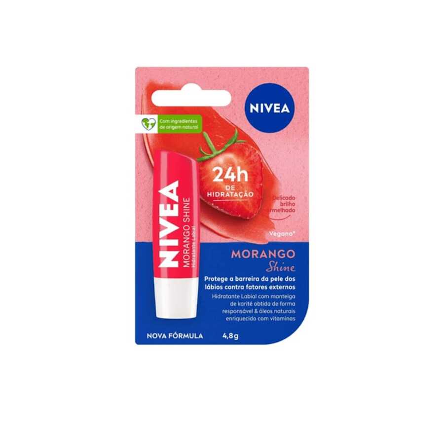 Protetor Labial Morango Shine Nivea Bastão 4,8g - Vermelho - Visão 1