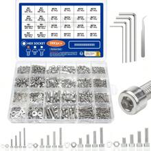 SANJODS Set de 880 piezas de tuercas y pernos hexagonales de acero inoxidable, en tamaños M2/M3/M4/M5, incluye arandelas planas, para sujeción segura / proyectos DIY / uso profesional, ideal para diversas aplicaciones