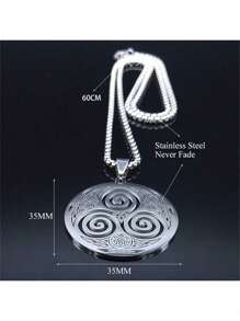 不锈钢 Witchy-Swirl 项链 银色/金色/黑色 维京三叉戟 凯尔特结 螺旋三叉戟项链 男女珠宝 时尚配饰 情侣礼物 - 項鍊 - 查看 3