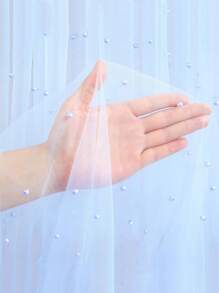 1pc-Faux Pearl Decor Tulle Cloth,Photography Backdrop,Can Be Used For Table Runner, Tablecloth With Pearl Background,Wedding White Pearl Tulle Tablecloth Wedding Arch Decoration Reception Bridal Shower, Party Decoration