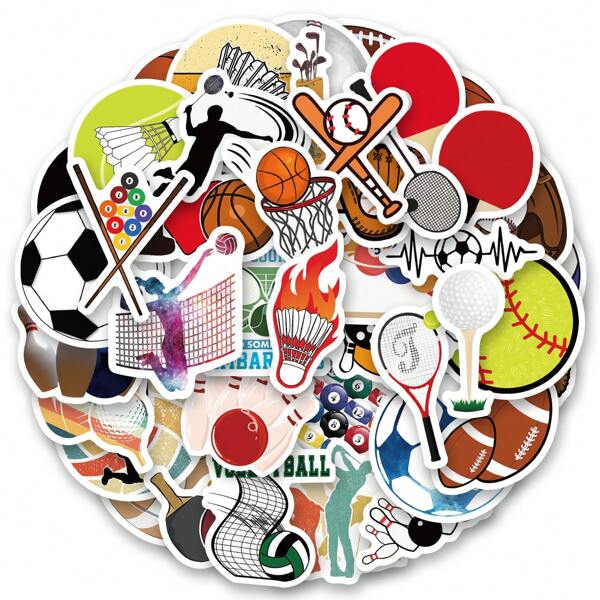50PCS Sports Mix Ball Stickers | Vinyl Aesthetics Stickers For Scrapbook,Journaling,Laptop,Bumper,Skateboard,Water Bottles,Computer,Phone,Cartoon,Hard Hat,Car Stickers,Stickers,Sports Stickers,Stickers For Kids