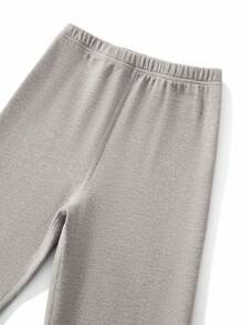 2pcs/Set Snug Fit Children Sleepwear Pajamas, Solid Color Warm Basic Wear-Out Suits, Fashionable For Autumn/Winter