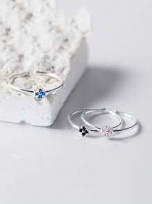 1 件 925 纯银四叶草好运戒指、极简主义雏菊戒指、承诺戒指、送给她的完美花朵情人节周年纪念礼物 - 四葉草 - 查看 3