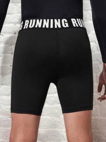 1 szt. Chłopięce spodenki sportowe Athleisure Letter Print odprowadzające wilgoć, szybkoschnące, oddychające, do jazdy na rowerze, biegania, ćwiczeń i fitnessu