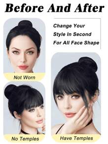 Clip In Bangs 100% Real Human Hair Extensions Wispy Bangs Dark Brown Natural Bangs Hair Clip On Bangs Air Bangs Fringe With Temples Hairpieces For Women For Daily Wear