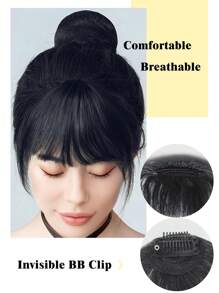 Clip In Bangs 100% Real Human Hair Extensions Wispy Bangs Dark Brown Natural Bangs Hair Clip On Bangs Air Bangs Fringe With Temples Hairpieces For Women For Daily Wear