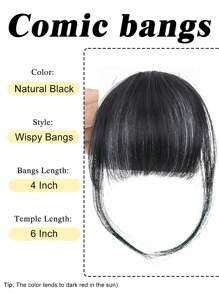 Clip In Bangs 100% Real Human Hair Extensions Wispy Bangs Dark Brown Natural Bangs Hair Clip On Bangs Air Bangs Fringe With Temples Hairpieces For Women For Daily Wear