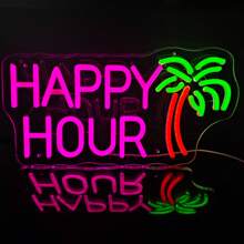 1 pieza Letrero de Luz de Neón HDJSIGN, Luz de Neón Rosa de Árbol de Coco, Letrero de Bar, Decoración de Pared, Bar en Casa, Club, Café, Decoración de Hotel, Letrero LED Operado por USB, Sala de Juegos, Decoración del Dormitorio del Hogar, Letrero de Boda de Cumpleaños, Tamaño 20cm/40cm