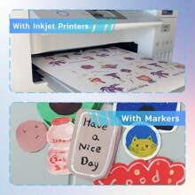 Printable Sticker Cardstock Paper,8.27''x11.69'' A4 Self Adhesive Sticker Backing Card Stock Paper For Craft Scrapbooking Inkjet Printer, White Matte - Multicolor - View 4