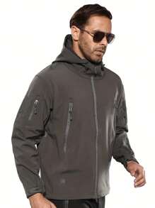 Military Soft Shell Tactical Jacket, Men's Waterproof Windproof Jackets, Men's Army Combat Hooded Coats - Grey - View 2