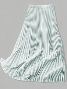 Große neue Produkte für Herbst und Frühling, mintfarbener hochgeschnittener plissierter Rock mit drapierter und schlanker Taille, A-Linien Midi-Rock im französischen Retro-Stil, vielseitig einsetzbar für Pendeln, Dates und den Alltag, freundlicher und modischer Temperament, Damenrock