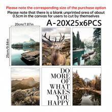 6 件/套自然风景壁画艺术海报、湖船码头鹿壁画、客厅现代卧室墙壁装饰、无框帆布印刷、植物西方家居装饰、房间旅行海报、墙壁装饰、房间装饰美学、房间装饰用品