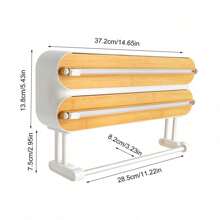 SENDERPICK Dispensador de papel de aluminio 3 en 1 para pared con cortador, dispensador magnético de papel de aluminio, soporte para toallas de papel, dispensador de film transparente para la cocina (color madera de bambú)