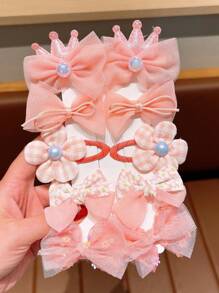 10pcs/Set Korean Style Cute Cartoon Bowknot Hair Clips, Hair Accessories For Girls, Non-Damaging Hair Claws, Hairpins With Packaging - Multicolor - View 4