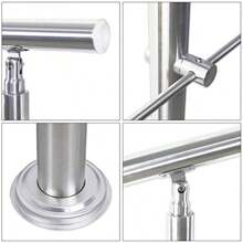Lospitch Handrail Stainless Steel 80cm/100cm/120cm/150cm/160cm/180cm, Stair Railing Inside & Outside, Ø 42mm, With 0/2/3/4/5 Cross Braces For The Garden, Staircase Inside - 120cm - View 2
