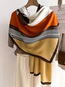 1pc Geometric Pattern Imitation Wool Ladies Scarf Scarf Thin Section Warm Silk Scarf Large Shawl Outwear Fashion Cape Long Scarf Autumn And Winter Warm Scarf For Dress - Multicolor - View 1