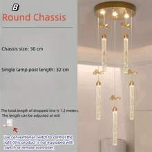 1pc Modern Minimalist Luxury Crystal Pendant Light, Suitable For Living Room, Dining Room, Atmosphere Lighting, No Switch No Remote Control - Multicolor - View 3