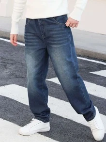 Jeans amples de printemps pour adolescents, style délavé. Pantalon en jean décontracté pour adolescents/adolescents garçons