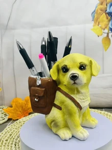 1pc Cute Puppy Backpack Pen Holder Desk Organizer - Yellow - View 8